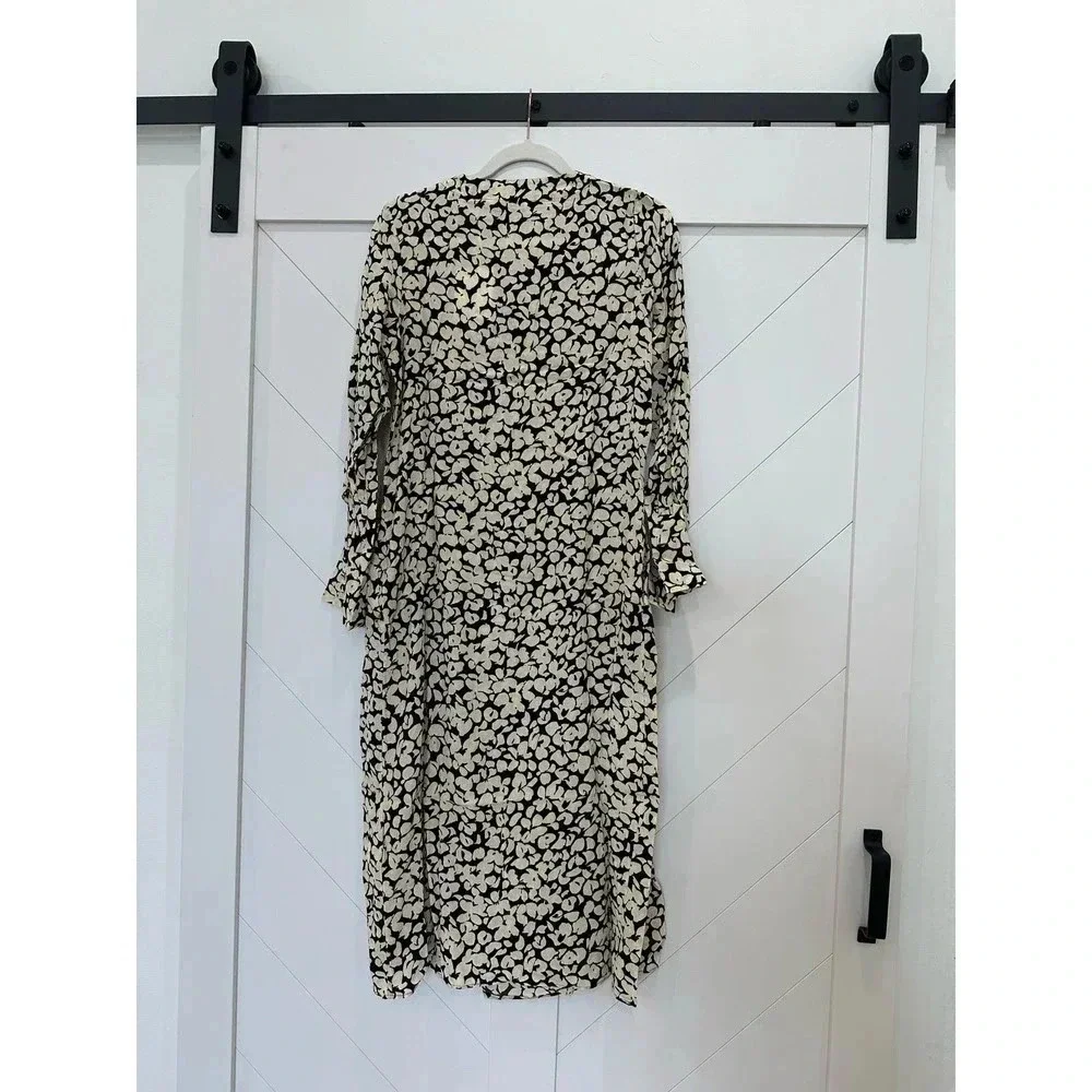 NWT & Other Stories Black and White printed midi dress long sleeve size 0 - Picture 9 of 14